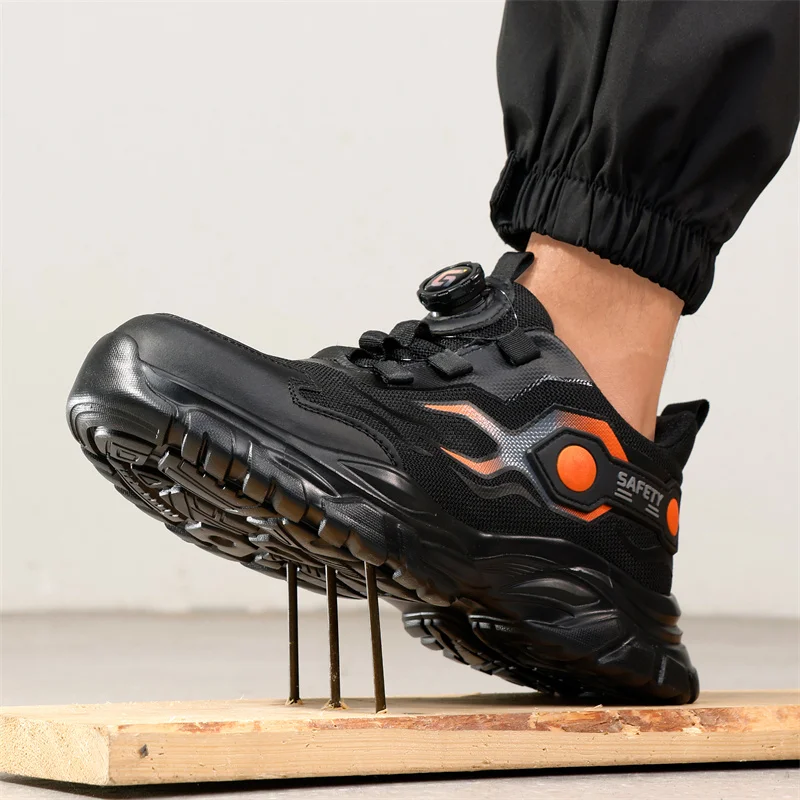 남성용 스틸 토 작업화 패션 안전화 경량 회전 버튼 안 - Mens Fashion Trainers 리뷰 및 가격
