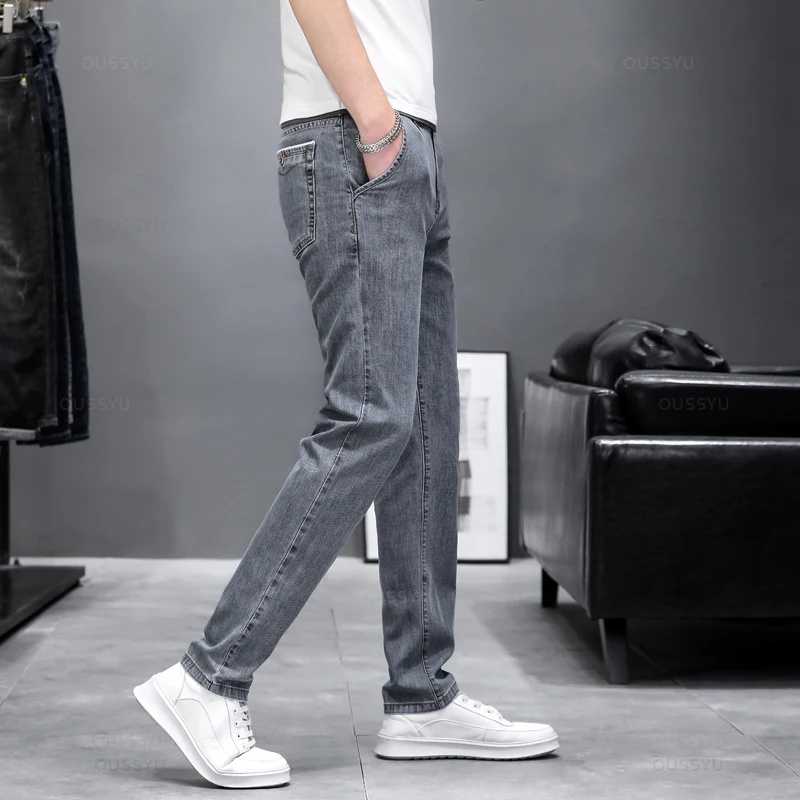 가을용 신축성 있는 스키니진, 남성용, 캐주얼 스타일, - Men'S Fashion Grey Jeans 리뷰 및 가격