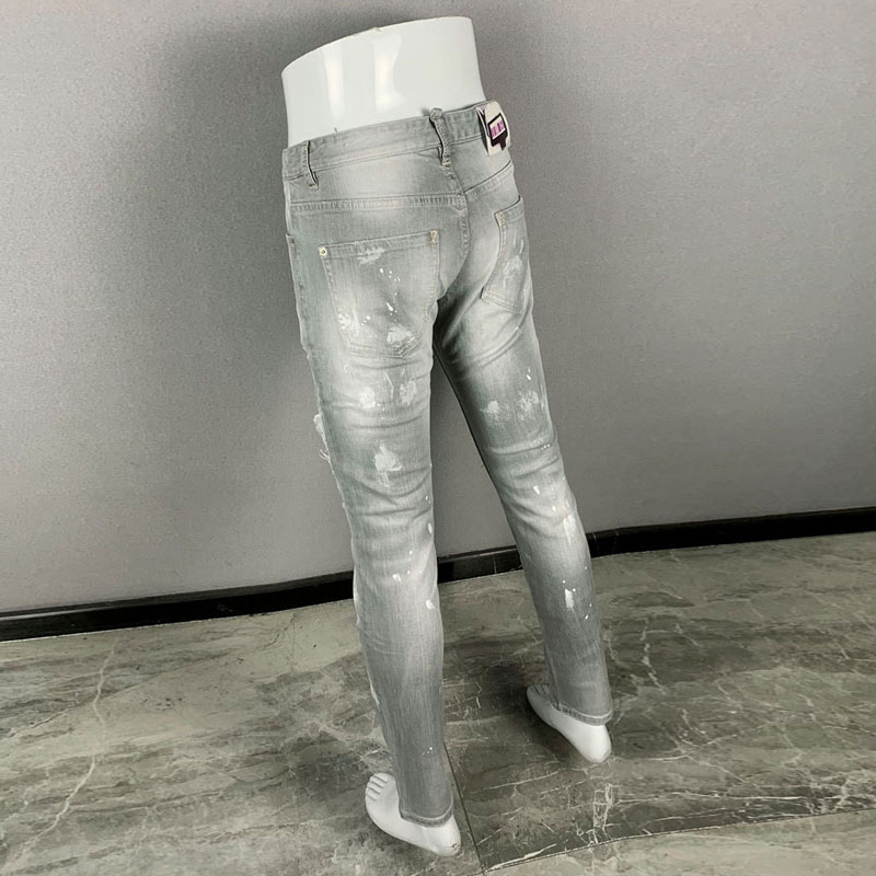 세련된 스타일의 새로운 남성용 청바지, 찢어진 디자인, - Men'S Fashion Grey Jeans 리뷰 및 가격