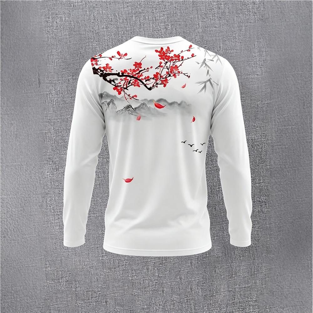 중국 스타일 잉크 매화 긴팔 티셔츠 남성용 빈티지 풍경 - Men'S Fashion T Shirts 리뷰 및 가격