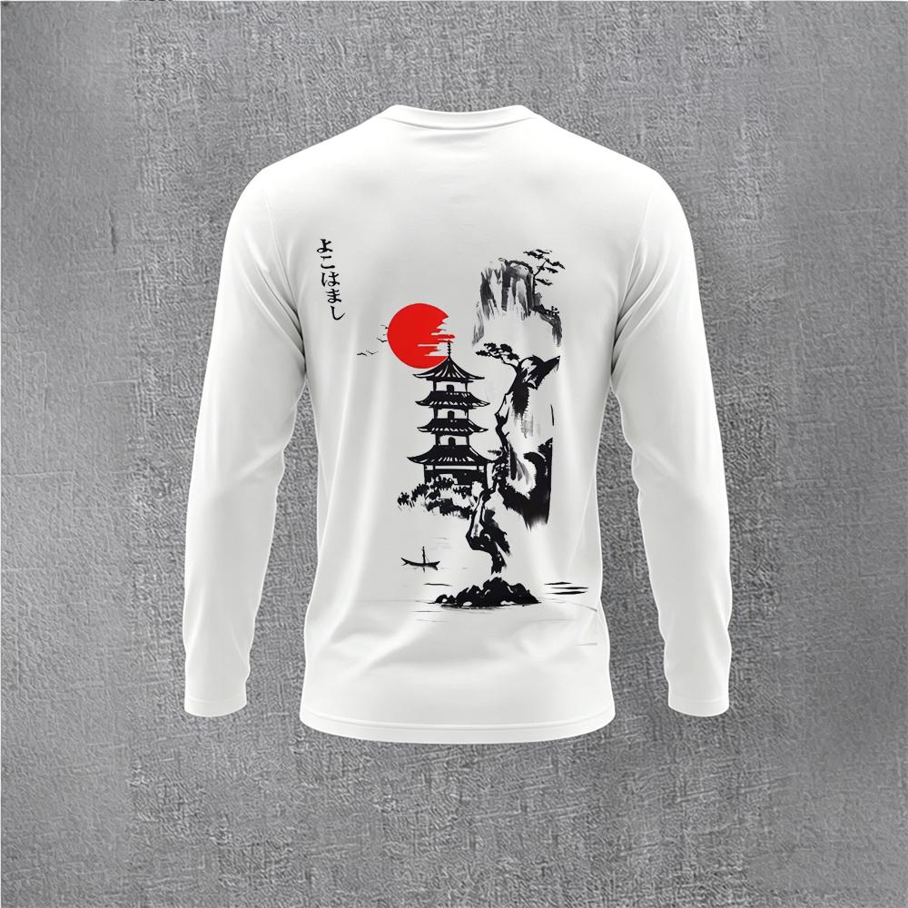 중국 스타일 잉크 매화 긴팔 티셔츠 남성용 빈티지 풍경 - Men'S Fashion T Shirts 리뷰 및 가격